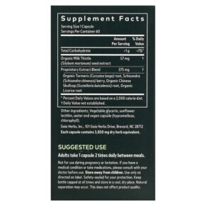 Thành phần vi chất của Gaia Herbs Liver Health 60 Vegan Liquid Phyto-Caps 751063399005