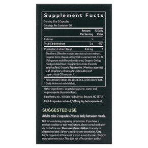 Thành phần vi chất của Gaia Herbs Mental Alertness 60 Vegan Liquid Phyto-Caps 751063398602