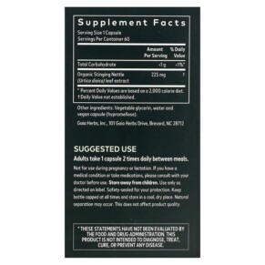 Thành phần vi chất của Gaia Herbs Nettle Leaf 60 Vegan Liquid Phyto-Caps 751063399302