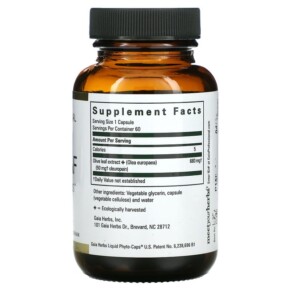 Thành phần vi chất của Gaia Herbs Professional Solutions Olive Leaf 60 Liquid-Filled Capsules 751063399449