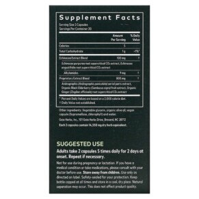 Thành phần vi chất của Gaia Herbs Quick Defense 40 Vegan Liquid Phyto-Caps 751063403603