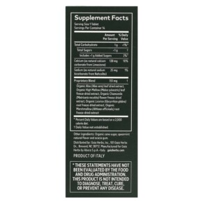 Thành phần vi chất của Gaia Herbs Reflux Relief 14 Chewable Tablets 751063996174