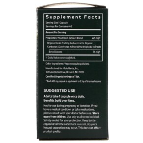 Thành phần vi chất của Gaia Herbs Respiratory Mushroom Blend 40 Vegan Capsules 751063151719