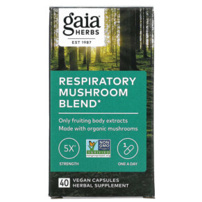 Thực phẩm chức năng Gaia Herbs Respiratory Mushroom Blend 40 Vegan Capsules 751063151719