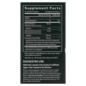 Thành phần vi chất của Gaia Herbs Stress Response 30 Vegan Capsules 751063403405