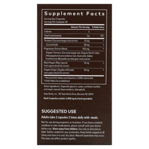 Thành phần vi chất của Gaia Herbs Turmeric Supreme Joint Health 60 Vegan Liquid Phyto-Caps 751063146456