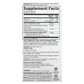 Thành phần vi chất của Garden of Life Dr. Formulated Brain Health Attention & Focus for Kids Organic Watermelon Berry 60 Yummy Chewables 658010120715