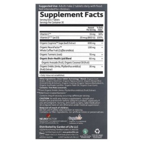 Garden of Life Dr. Formulated Brain Health Memory & Focus for Young Adults 60 Vegetarian Tablets 3 Thành phần vi chất của Garden of Life Dr. Formulated Brain Health Memory & Focus for Young Adults 60 Vegetarian Tablets 658010121279