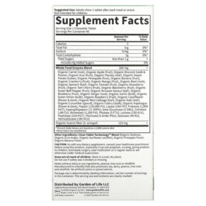 Thành phần vi chất của Garden of Life Dr. Formulated Enzymes Organic Digest + Tropical Fruit 90 Chewables 658010118439