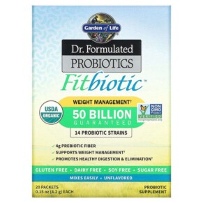 Thực phẩm chức năng Garden of Life Dr. Formulated Probiotics Fitbiotic Unflavored 20 Packets 0.15 oz (4.2 g) Each 658010118330
