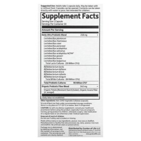 Thành phần vi chất của Garden of Life Dr. Formulated Probiotics Once Daily Ultra 90 Billion 30 Vegetarian Capsules 658010118453