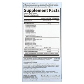 Thành phần vi chất của Garden of Life Dr. Formulated Probiotics Prostate+ 60 Vegetarian Capsules 658010120050