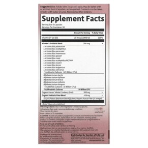 Thành phần vi chất của Garden of Life Dr. Formulated Probiotics Urinary Tract+ 60 Vegetarian Capsules 658010120067