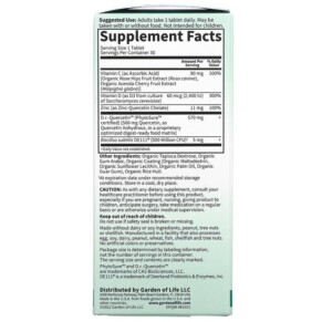 Thành phần vi chất của Garden of Life Dr. Formulated Quercetin Immune 500 mg 30 Vegetarian Tablets 658010130547