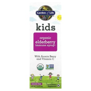 Thực phẩm chức năng Garden of Life Kids Organic Elderberry Immune Syrup with Aronia Berry and Vitamin C 3.9 fl oz (116 ml) 658010125246