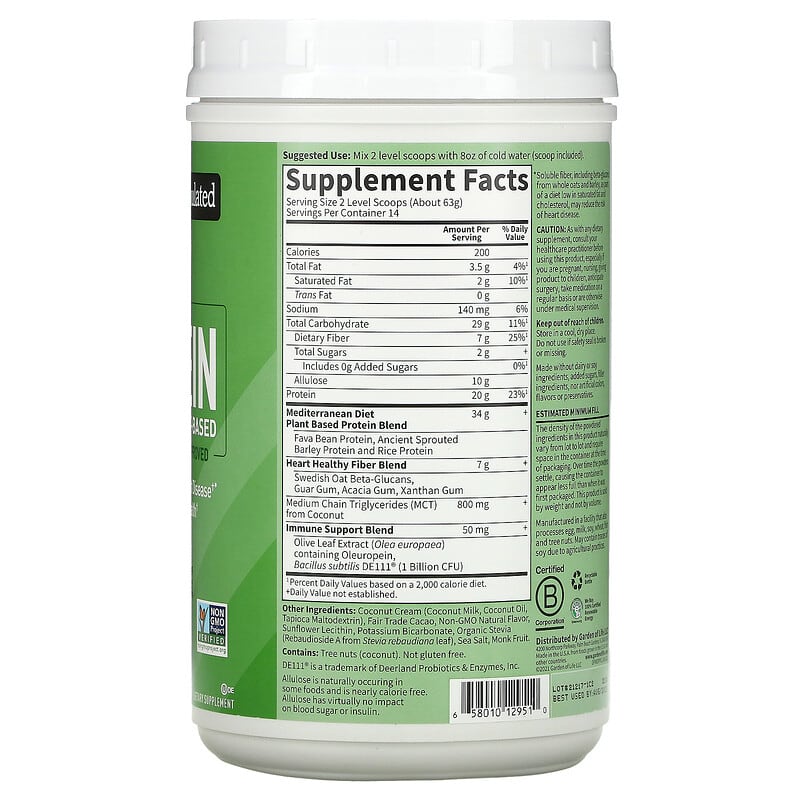 Garden of Life MD Protein Sustainable Plant-Based Rich Chocolate 31.11 oz (882 g) 2 Thành phần vi chất của Garden of Life MD Protein Sustainable Plant-Based Rich Chocolate 31.11 oz (882 g) 658010129510
