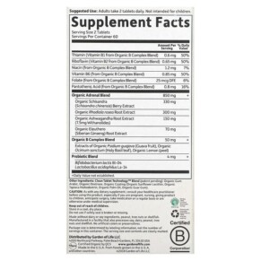 Thành phần vi chất của Garden of Life MyKind Organics Adrenal Daily Balance 120 Vegan Tablets 658010121866
