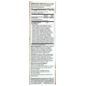 Thành phần vi chất của Garden of Life MyKind Organics B-12 Organic Spray Raspberry 2 fl oz (58 ml) 658010117791