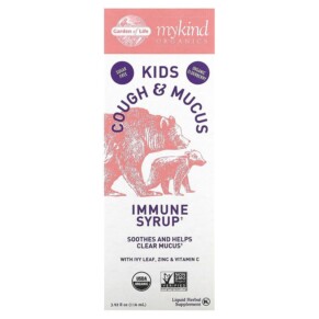 Thực phẩm chức năng Garden of Life Mykind Organics Kids Cough & Mucus Immune Syrup with Ivy Leaf Zinc & Vitamin C 3.92 fl oz (116 ml) 658010128162