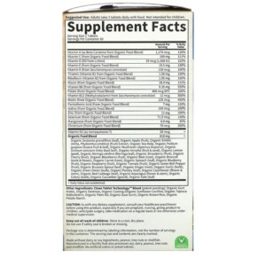 Thành phần vi chất của Garden of Life MyKind Organics Men's Multi 120 Vegan Tablets 658010117654