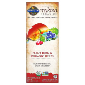 Thực phẩm chức năng Garden of Life MyKind Organics Plant Iron & Organic Herbs Cranberry-Lime 8 fl oz (240 ml) 658010118583