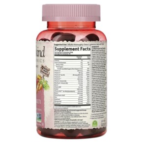 Thành phần vi chất của Garden of Life MyKind Organics Women's Multi Organic Berry 120 Vegan Gummy Drops 658010120326