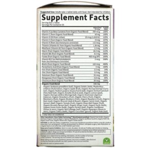 Thành phần vi chất của Garden of Life MyKind Organics Women's Once Daily 30 Vegan Tablets 658010117753