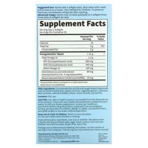 Thành phần vi chất của Garden of Life Oceans 3 Beyond Omega-3 with OmegaXanthin 60 Softgels 658010113854