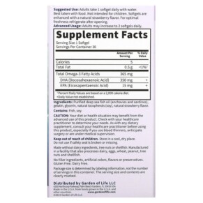 Thành phần vi chất của Garden of Life Oceans Mom Prenatal DHA Strawberry 350 mg 30 Softgels 658010113953