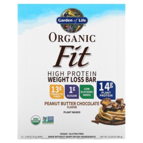 Thực phẩm chức năng Garden of Life Organic Fit High Protein Weight Loss Bar Peanut Butter Chocolate 12 Bars 1.94 oz (55 g) Each 658010119153