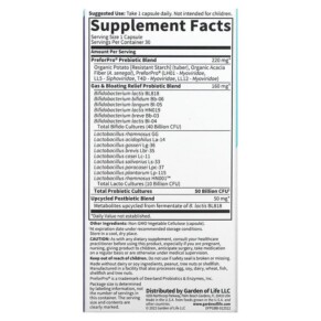 Thành phần vi chất của Garden of Life Probiotics Gas & Bloating 50 Billion 30 Vegetarian Capsules 658010131773