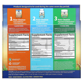 Thành phần vi chất của Garden of Life RAW Cleanse The Ultimate Standard in Cleansing and Detoxification 3 Part Program 3 Step Kit 658010114226