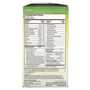 Thành phần vi chất của Garden of Life RAW Enzymes Women 50 & Wiser 90 Vegetarian Capsules 658010115643