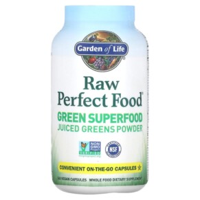 Thực phẩm chức năng Garden of Life RAW Perfect Food Green Superfood Juiced Greens Powder 240 Vegan Capsules 658010114066