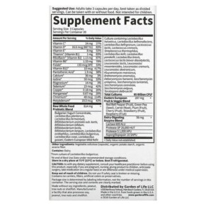 Thành phần vi chất của Garden of Life RAW Probiotics Men 50 & Wiser 85 Billion Live Cultures 90 Vegetarian Capsules 658010115667