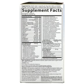 Thành phần vi chất của Garden of Life RAW Probiotics Men 85 Billion Live Cultures 90 Vegetarian Capsules 658010115650