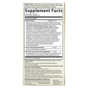 Thành phần vi chất của Garden of Life RAW Probiotics Ultimate Care 30 Vegetarian Capsules 658010123334