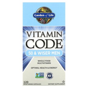 Thực phẩm chức năng Garden of Life Vitamin Code 50 & Wiser Men Whole Food Multivitamin 120 Vegetarian Capsules 658010113694