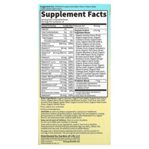 Thành phần vi chất của Garden of Life Vitamin Code Kids Chewable Whole Food Multivitamin Cherry Berry 30 Chewable Bears 658010114394