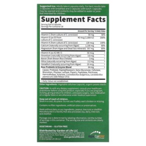 Thành phần vi chất của Garden of Life Vitamin Code RAW Calcium 120 Vegetarian Capsules 658010113908