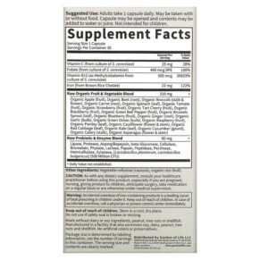 Thành phần vi chất của Garden of Life Vitamin Code RAW Iron 30 Vegan Capsules 658010113762