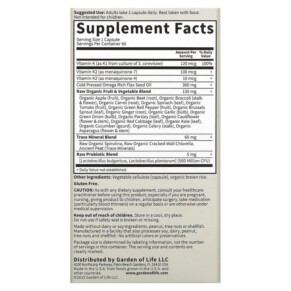 Thành phần vi chất của Garden of Life Vitamin Code RAW K-Complex 60 Vegan Capsules 658010116510