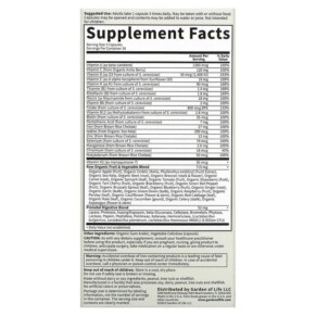 Thành phần vi chất của Garden of Life Vitamin Code RAW Prenatal 90 Vegetarian Capsules 658010113922