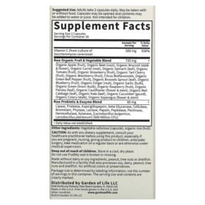 Thành phần vi chất của Garden of Life Vitamin Code RAW Vitamin C 60 Vegan Capsules 658010113816