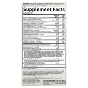 Thành phần vi chất của Garden of Life Vitamin Code Whole Food Multivitamin for Men 240 Vegetarian Capsules 658010114196