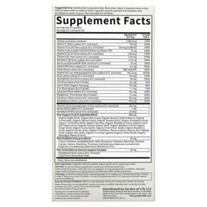 Thành phần vi chất của Garden of Life Vitamin Code Whole Food Multivitamin for Women 120 Vegetarian Capsules 658010113663