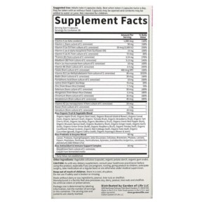 Thành phần vi chất của Garden of Life Vitamin Code Whole Food Multivitamin for Women 50 & Wiser 120 Vegetarian Capsules 658010113670