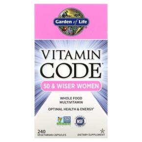 Thực phẩm chức năng Garden of Life Vitamin Code Whole Food Multivitamin for Women 50 & Wiser 240 Vegetarian Capsules 658010114189