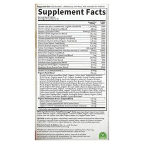 Thành phần vi chất của Garden of Life Women's Multi 40+ Whole Food Multivitamin 120 Vegan Tablets 658010117784