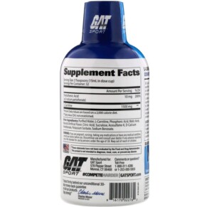 Thành phần vi chất của GAT L-Carnitine Amino Acid Mixed Berry 1.500 mg 16 oz (473 ml) 816170022762